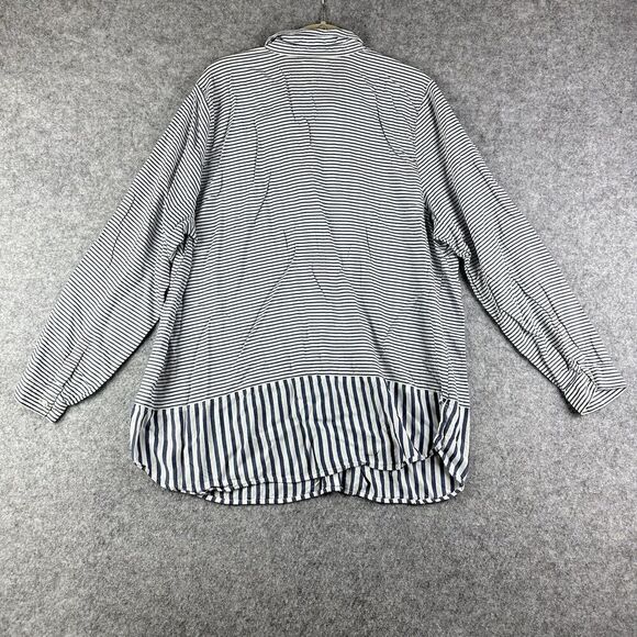 J Jill Tunic Top Womens XL Blue Striped Button Rayon Lightweight Coastal Beach* - Picture 6 of 14